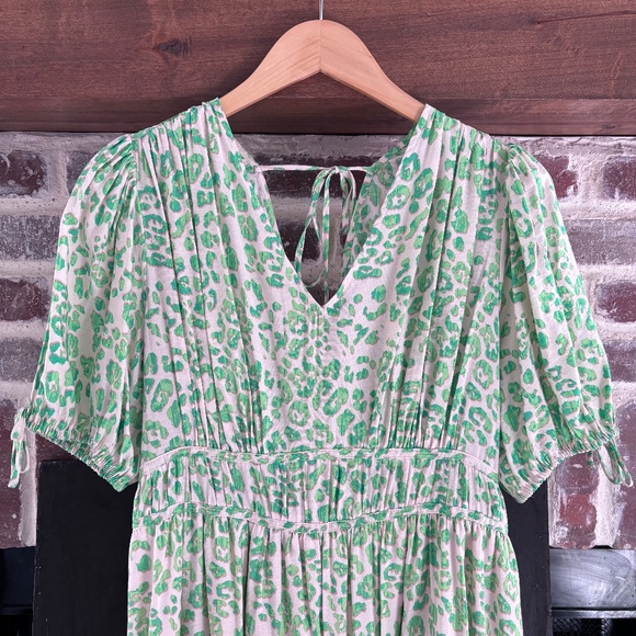 Marks & Spencer Collection Maxi Dress UK 12 Green Leopard Animal Print - Picture 3 of 5